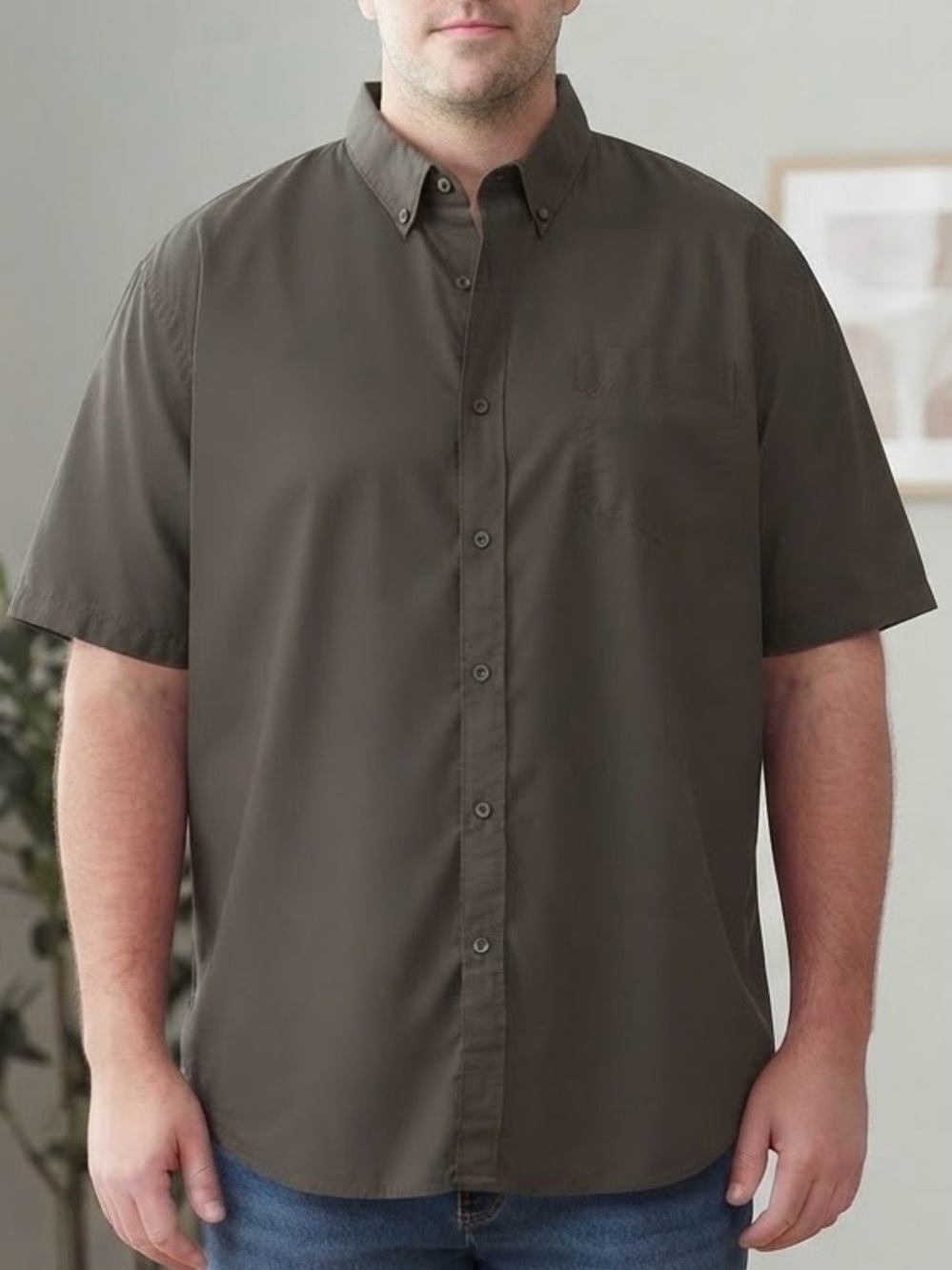 Tri-Mountain Cotton Blend Dark Gray Short-Sleeve Button Down Shirt Size 3XL EUC